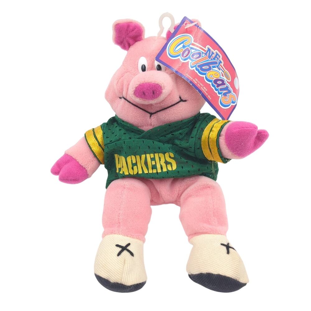 Vintage 1997 NFL CoolBeans Pigskin Green Bay Packers Pig Stuffed Animal Plush